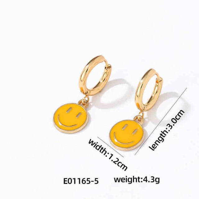 E1233 Aretes happy face argolla pequeñas