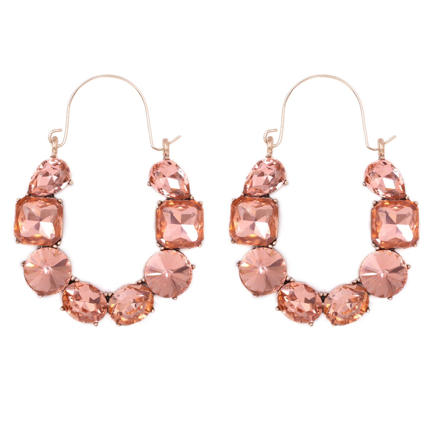 E475R Arracada incrustacion cristal rosa 5.7cm