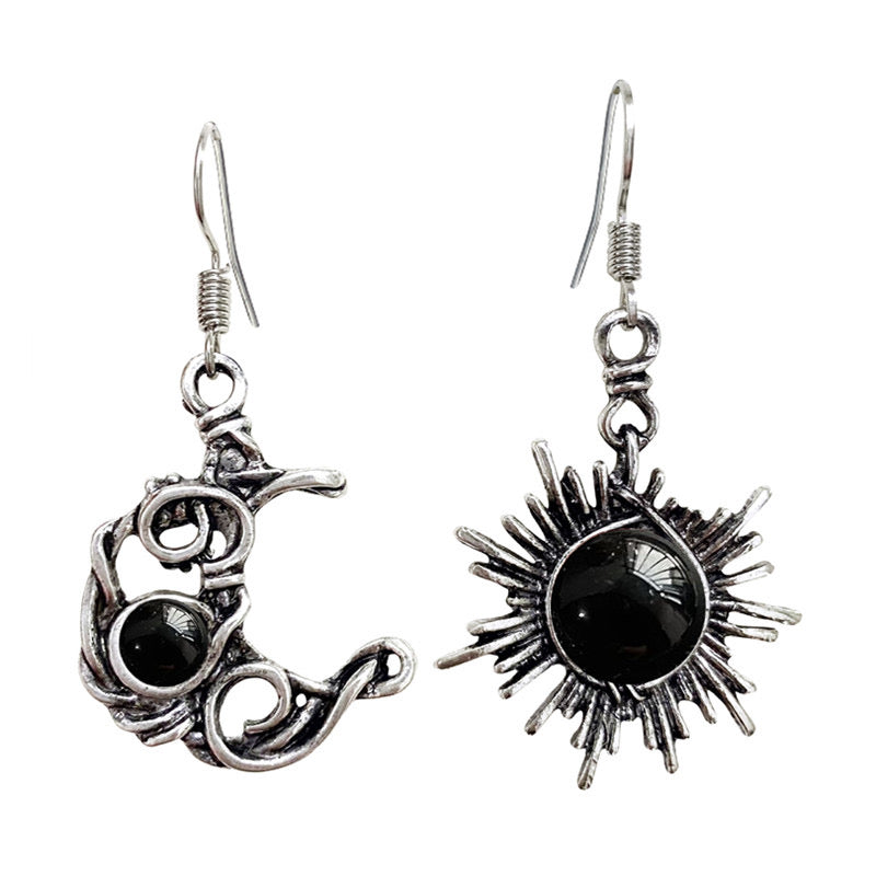 E3604 aretes sol y luna aleación cobre 4.5cm