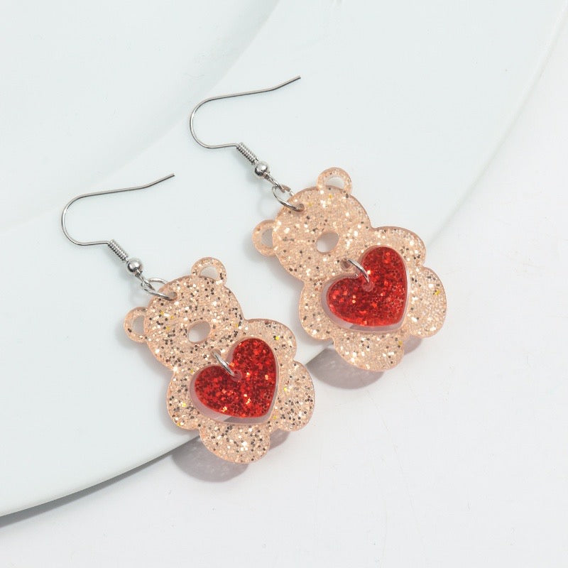 E2345 Aretea oso acrilico gancho ligeros 3cm