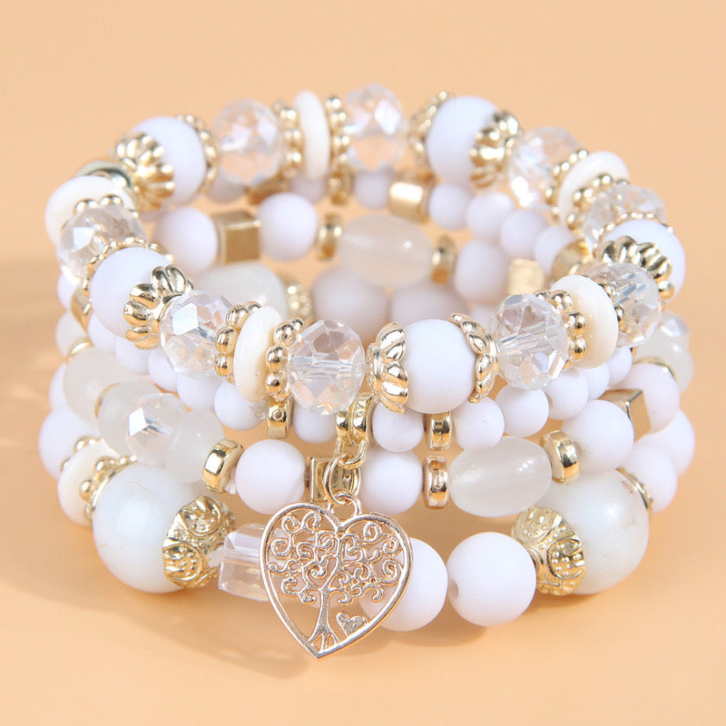 B951B Conjunto pulseras cadena con cuentas yakli aleacion elastica