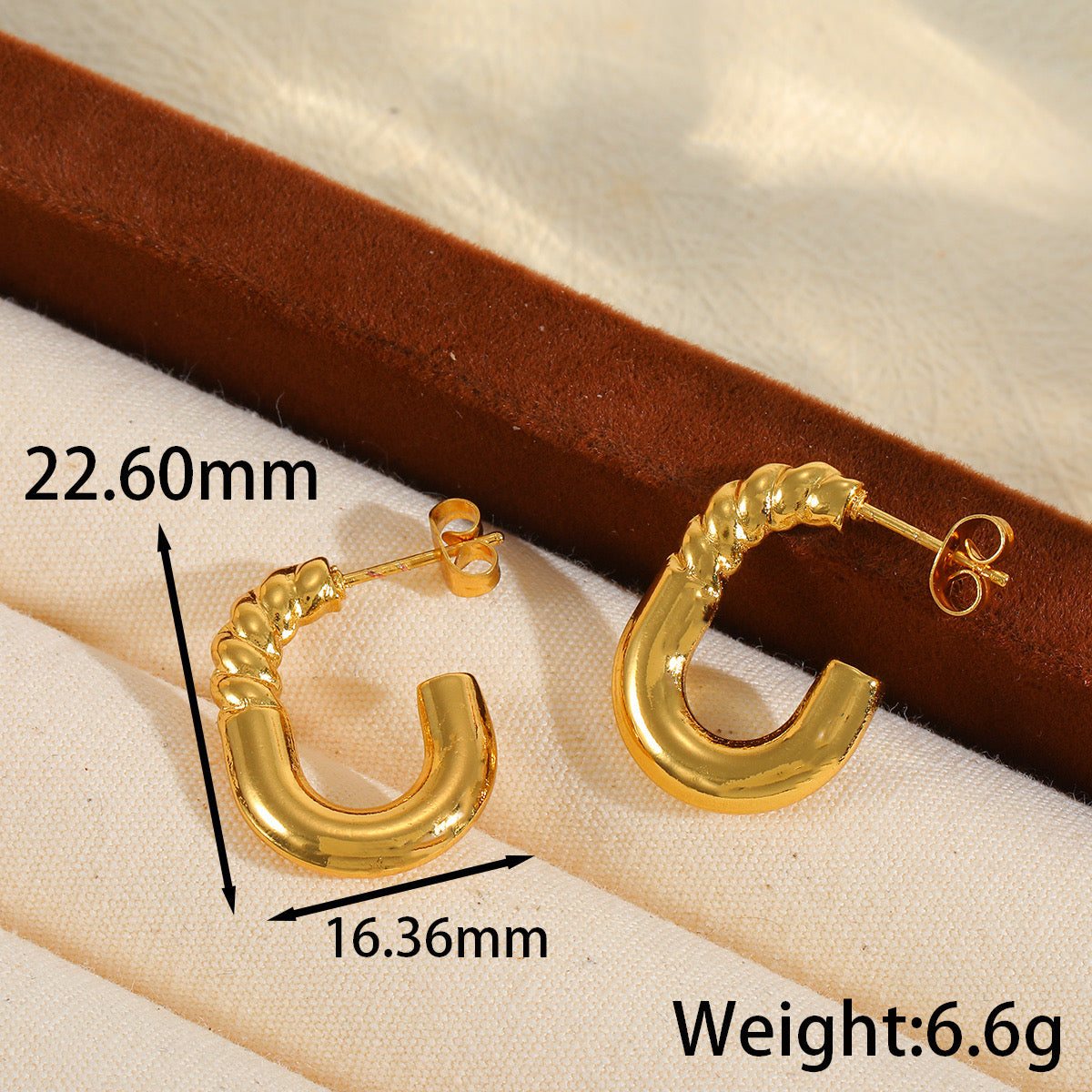 E2542 Arracada acero inoxidable chapado en oro 18k 2cm