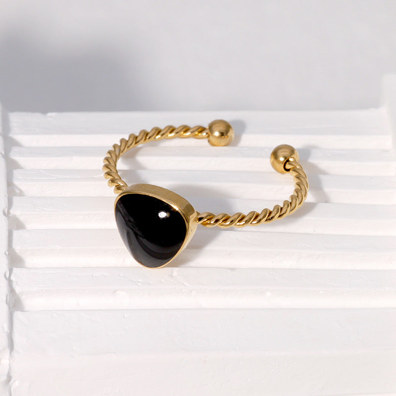 A140 Anillo acero inoxidable chapado en oro 18k abierto 0.8cm dije