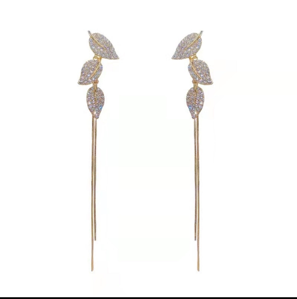 E5442 Aretes hojas brillantes elegantes colgantes aleacion 7cm