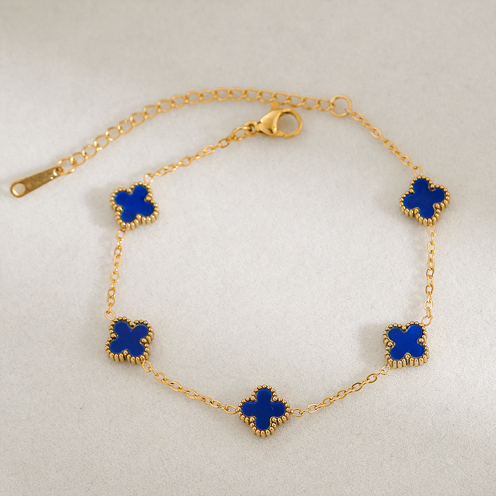 B275A Pulsera trebol acero inoxidable 22cm