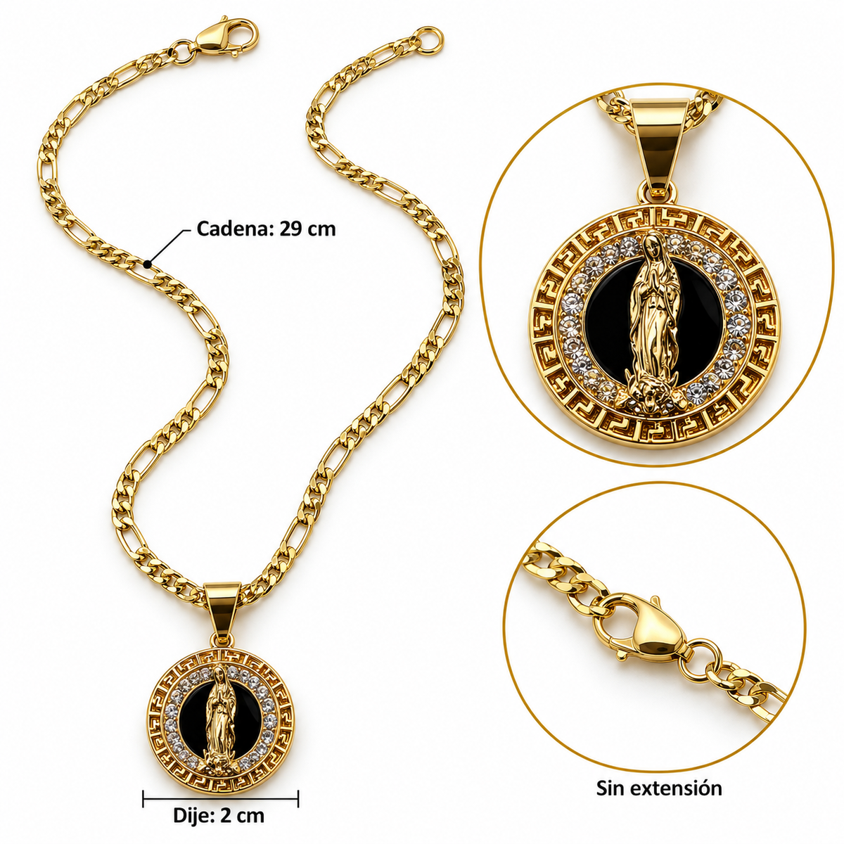 C082 Collar virgen Maria religioso cobre circonia