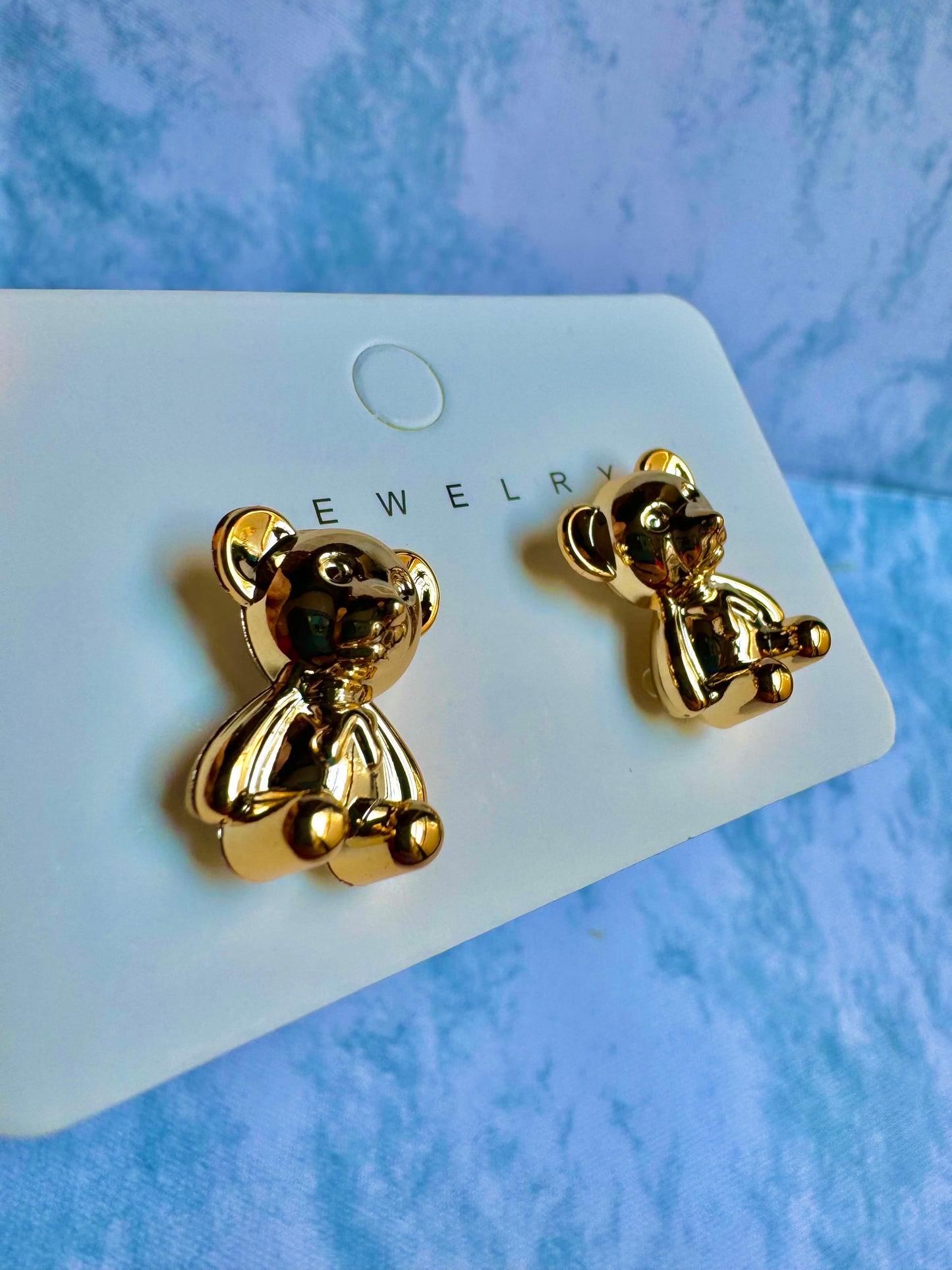 J172 Aretes oso dorado aleación ligeros 2cm
