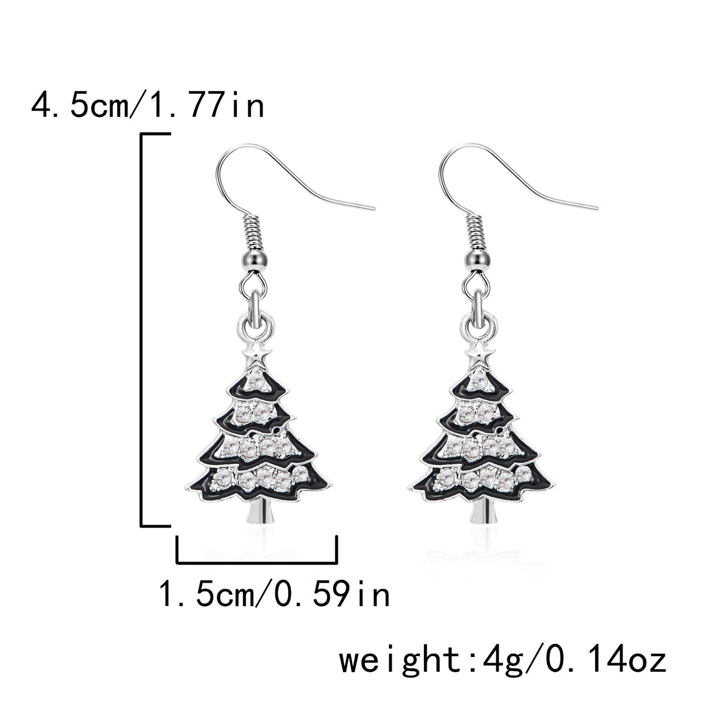 E4208 Aretes árbol de Navidad aleacion 3cm