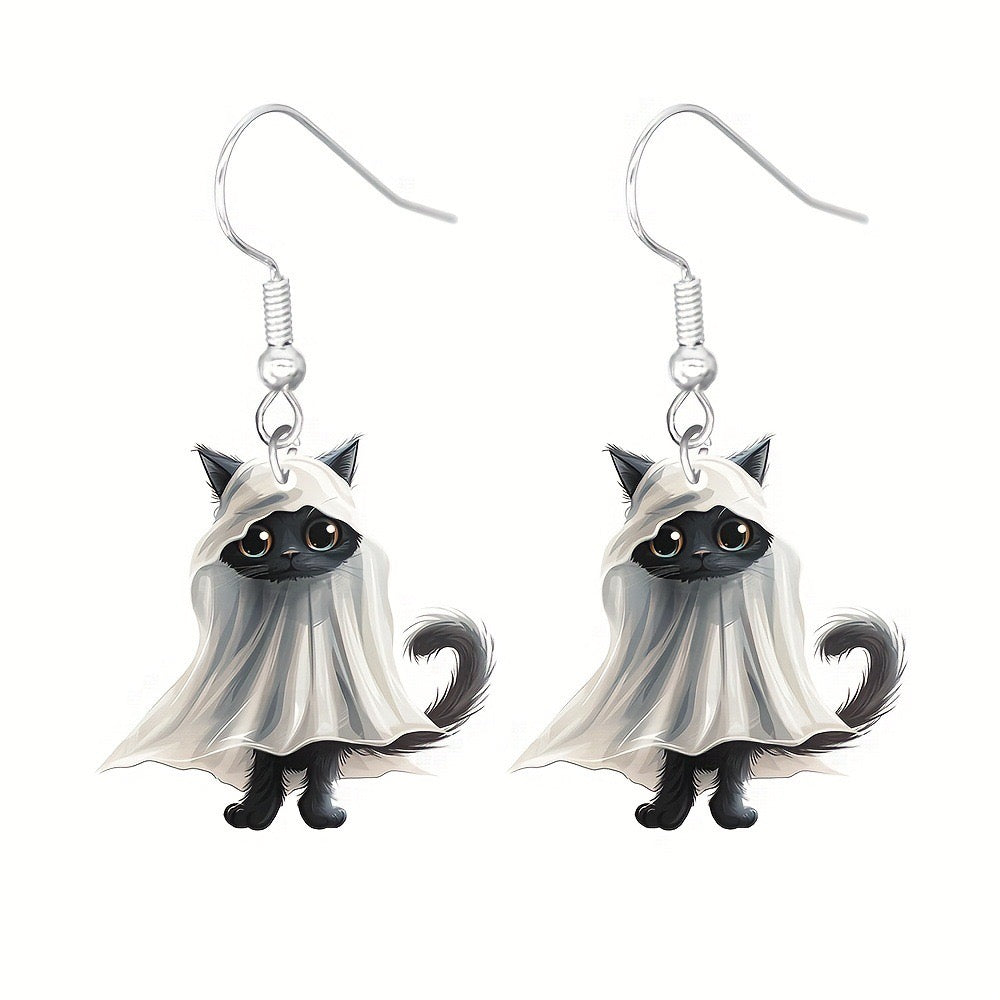 E4333 aretes gatos fantasma acrílico 3cm