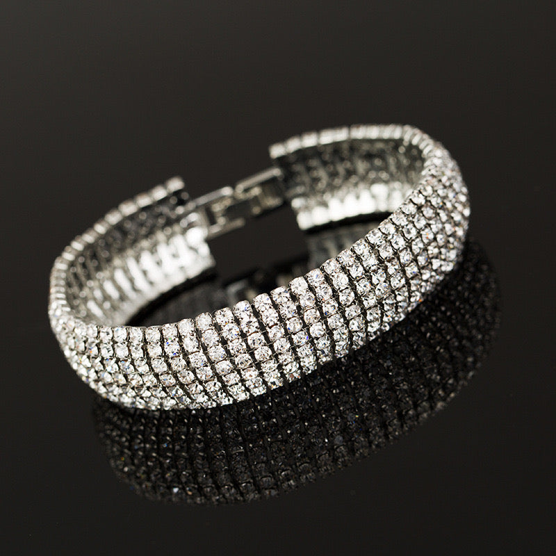 B256P Brazalete brillante de noche elegante fiesta 18.5cm