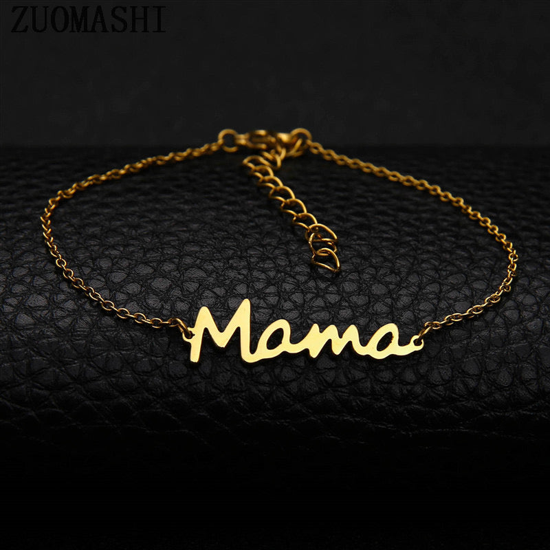B90 Pulsera mama dorada acero de titanio
