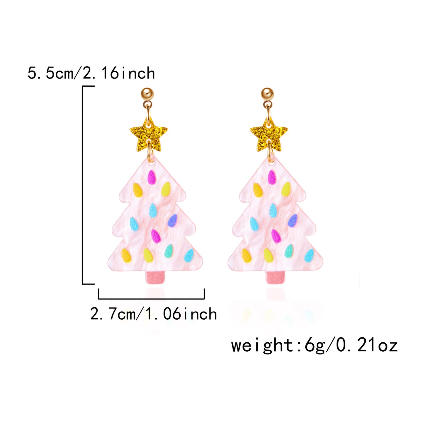 E4272 Aretes árbol de Navidad acrílico 4.6cm