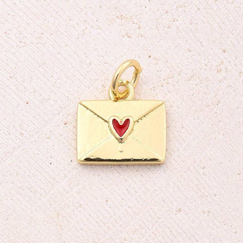 C299 Dije sobre corazon para collar cobre chapado en oro de 18K 1cm