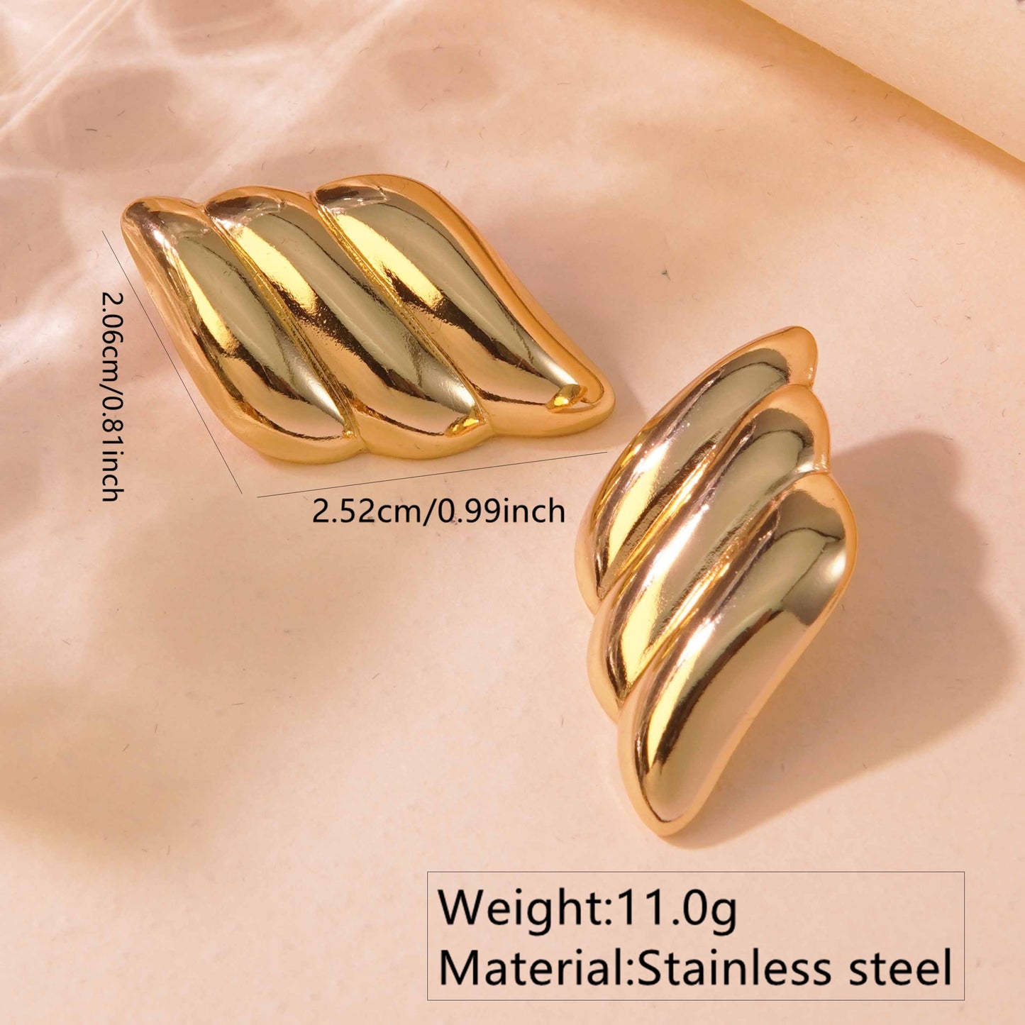 E2185 Aretes dorado acero inoxidable 4cm