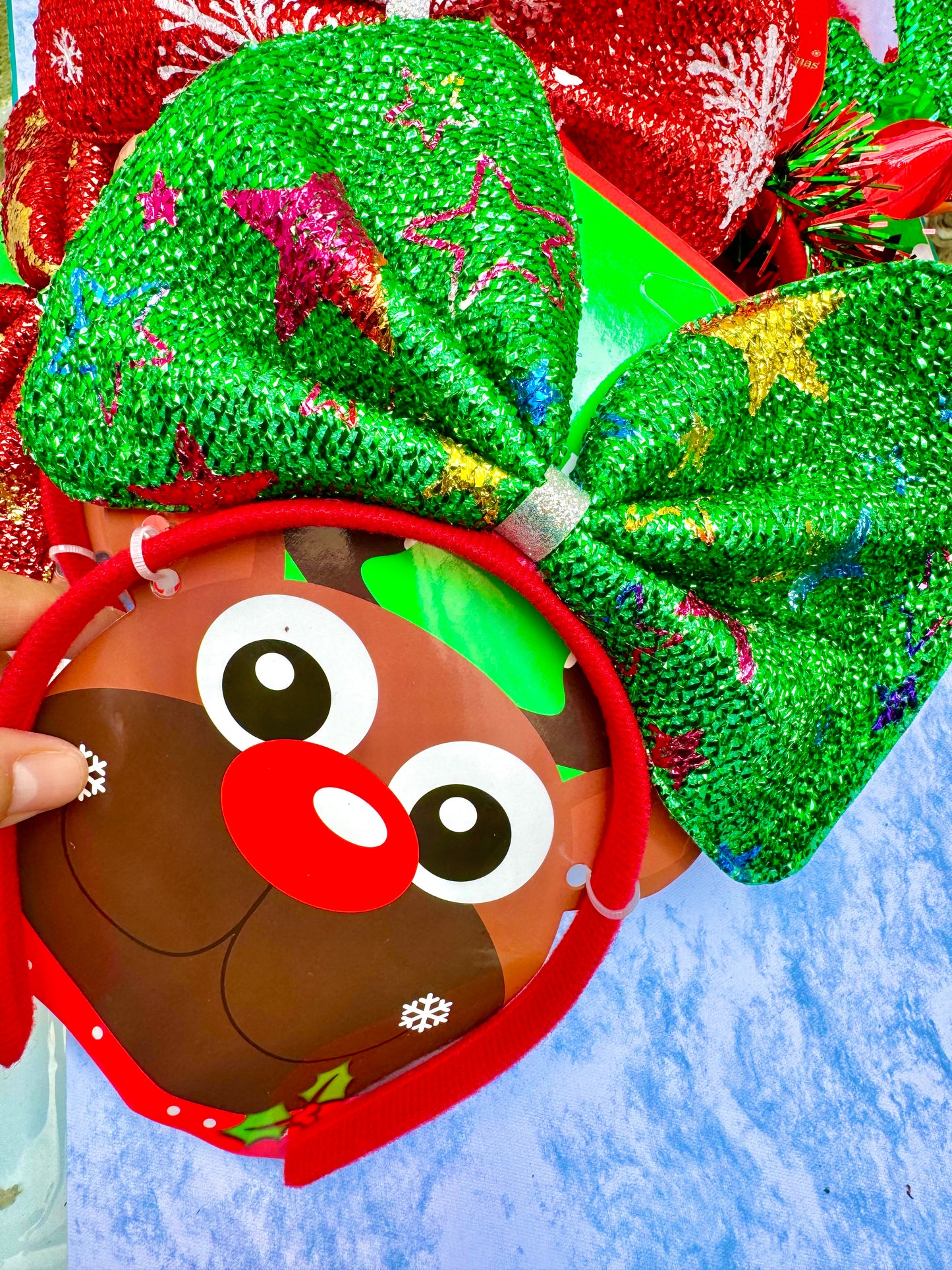 AC158V Diadema navideños moño verde niña/adulto unitalla