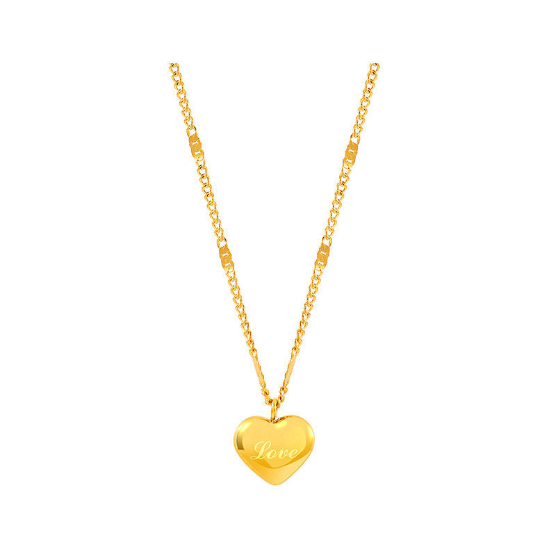 C501 Collar corazón acero de titanio largo 28cm dije 1cm