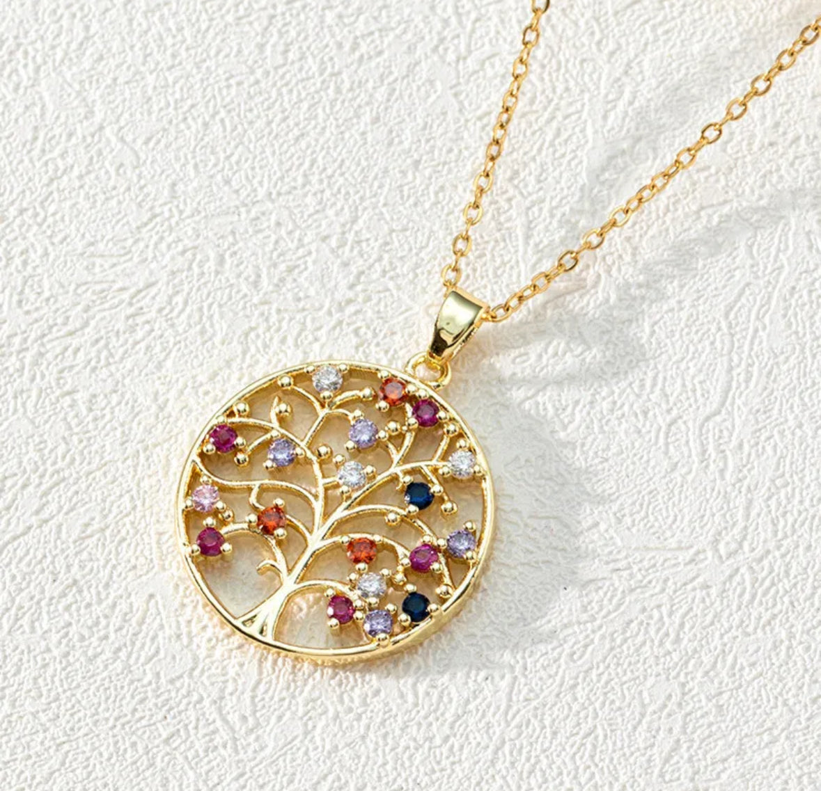 C869 Collar círculo árbol de la vida 21cm largo 3cm dije cobre