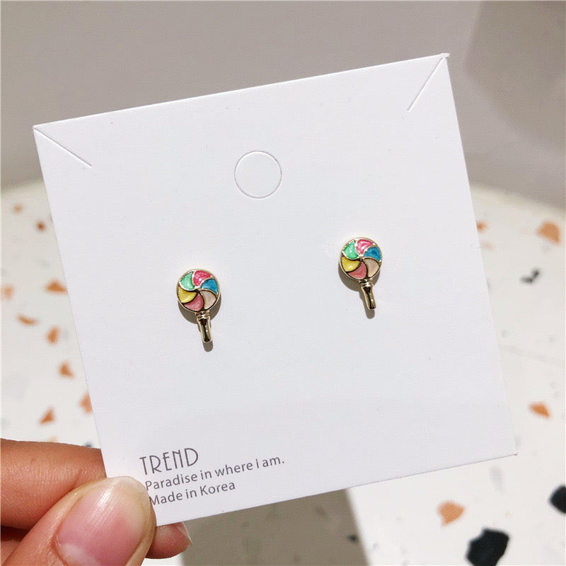 E2330 Aretes paleta metal esmaltado 1.3cm