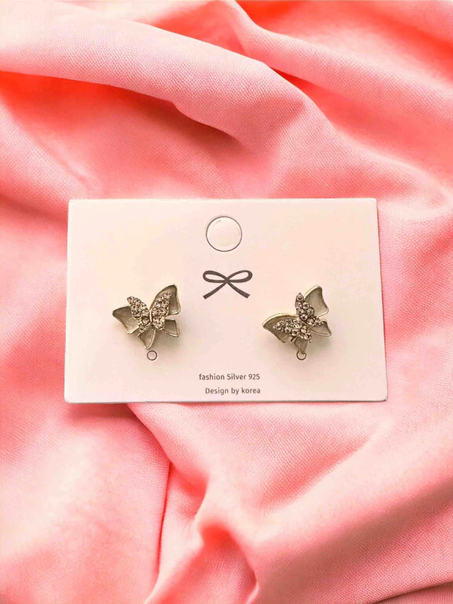 E1320 Aretes mariposa mini zirconia poste de plata