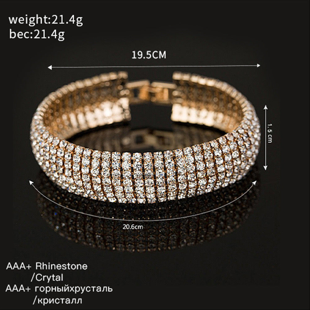 B256D Brazalete brillante de noche elegante fiesta 18.5cm