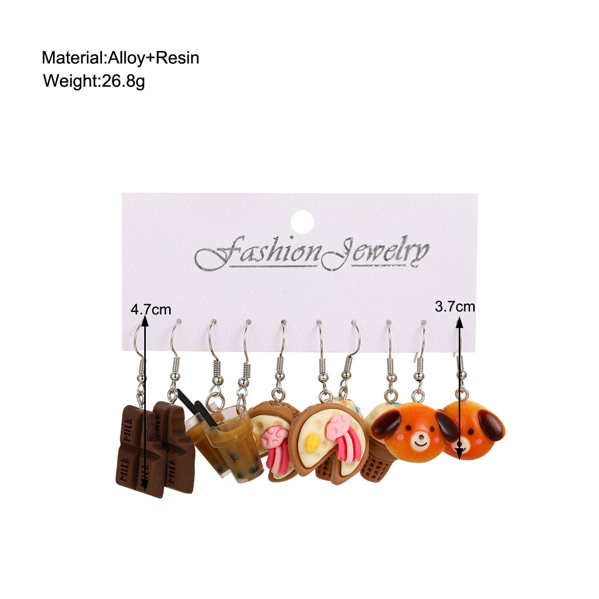 E749 Set aretes kawai incluye 5 pares resina
