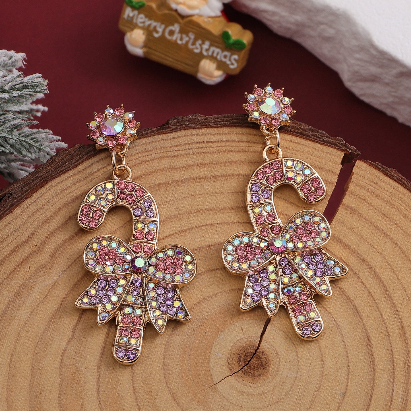 E4232 Aretes bastón aleacion esmaltado 4.5cm