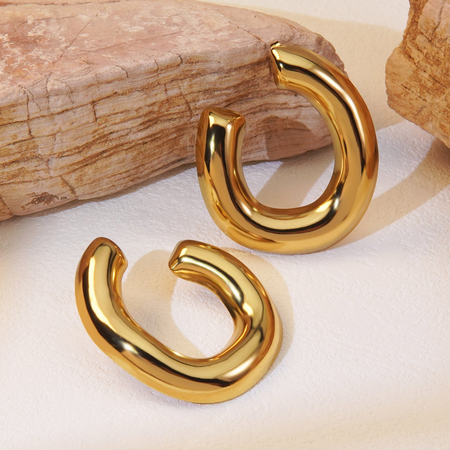 E2965 Aretes dorados acero inoxidable 4cm