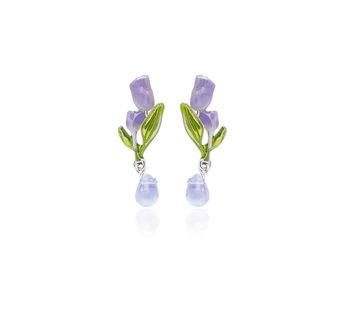 E5544 Aretes tulipán morado de clip aleacion