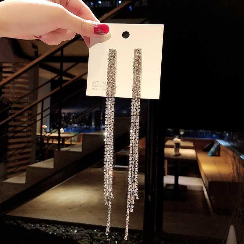 E3559 Aretes cortina brillante fiesta aleacion 11cm