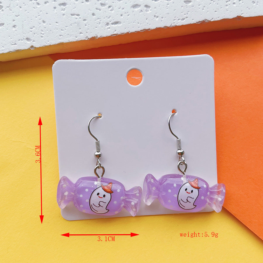 E4020 Aretes dulce fantasma Halloween acrílico 4cm