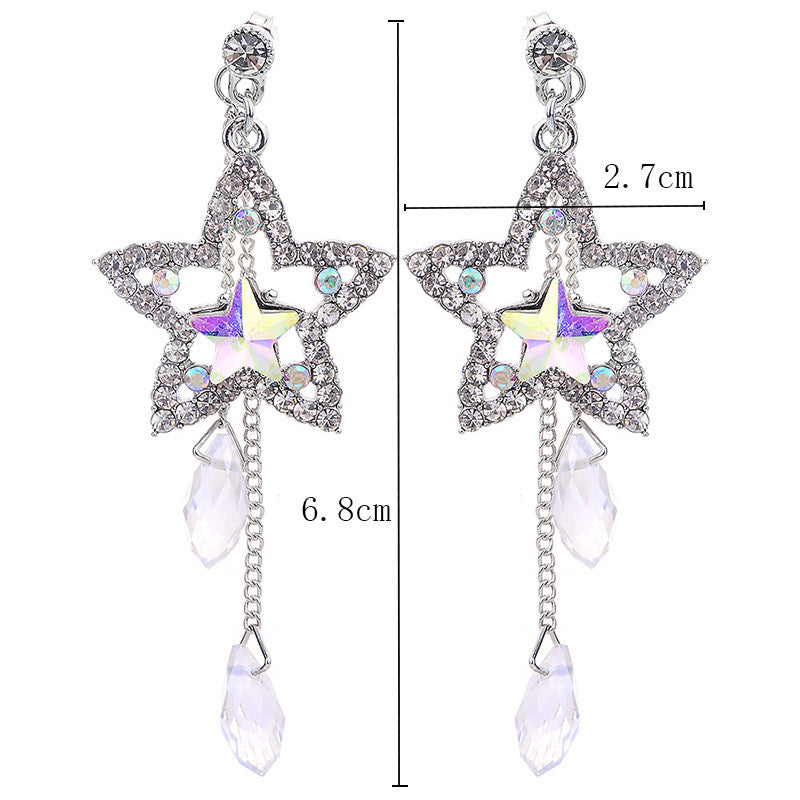 E3424 aretes colgante estrella brillante 7cm aleación