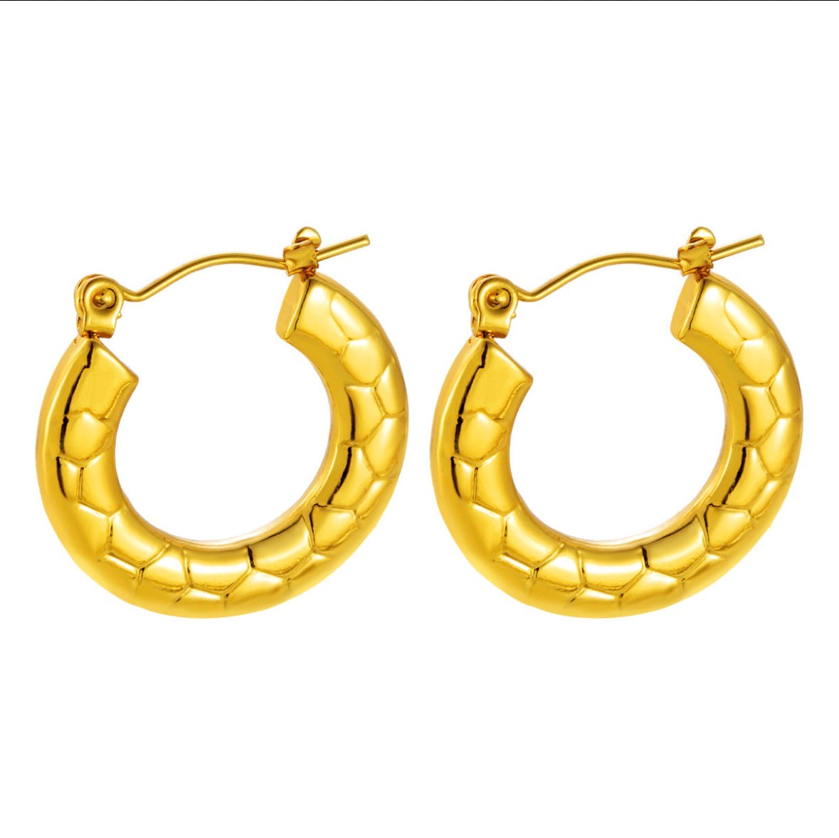 E5497 Arracada circular dorada abstracta 3cm