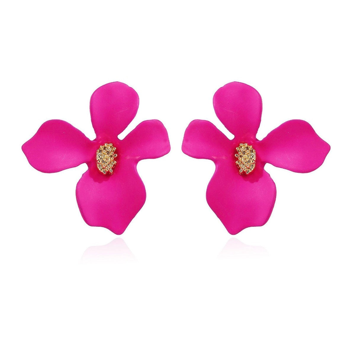 E6003 Aretes flor fucsia pequeña aleación 2cm