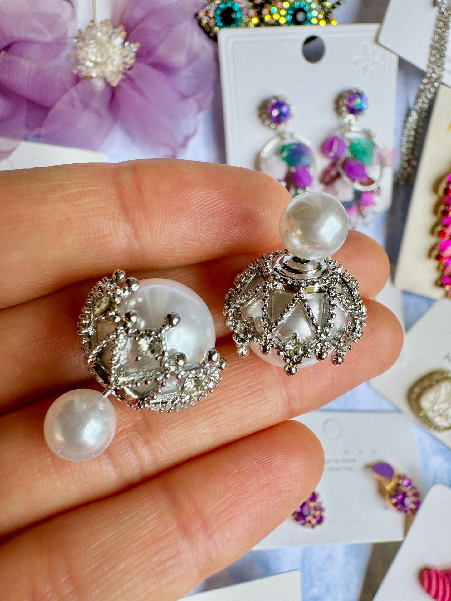 E1667 Aretes de perla cortos elegantes
