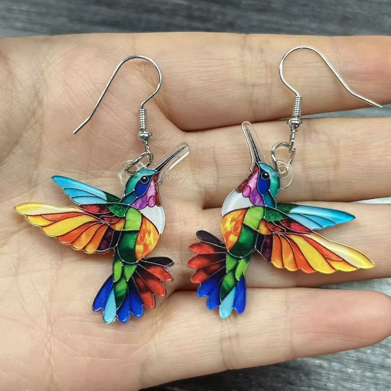 E2404 Aretes colibri acrilico 3cm