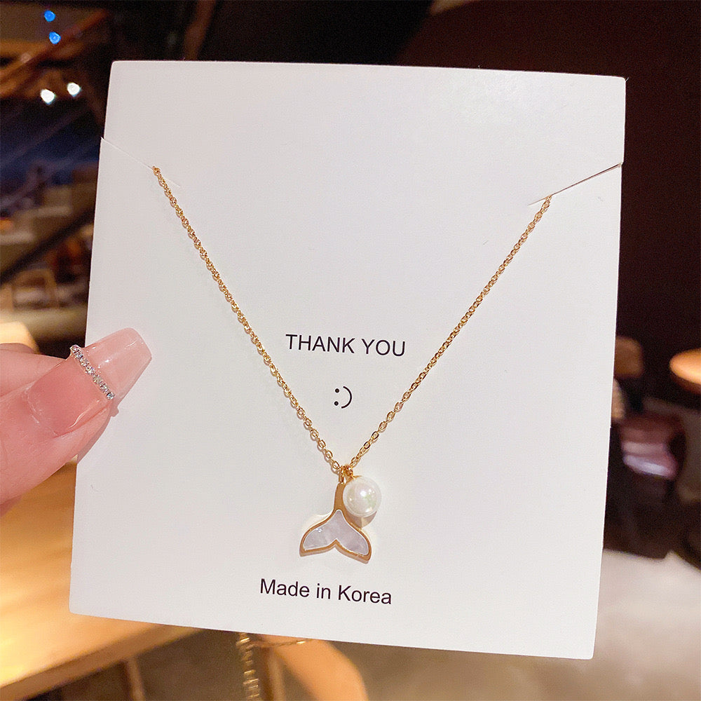 C1151 Collar cola de sirena dorado acero inoxidable 23cm largo 2cm dije