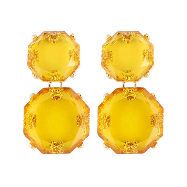 E1188 Aretes cristal amarillo elegantes