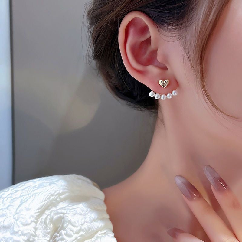 E3387 Aretes corazon perla aleacion 1.5 cm