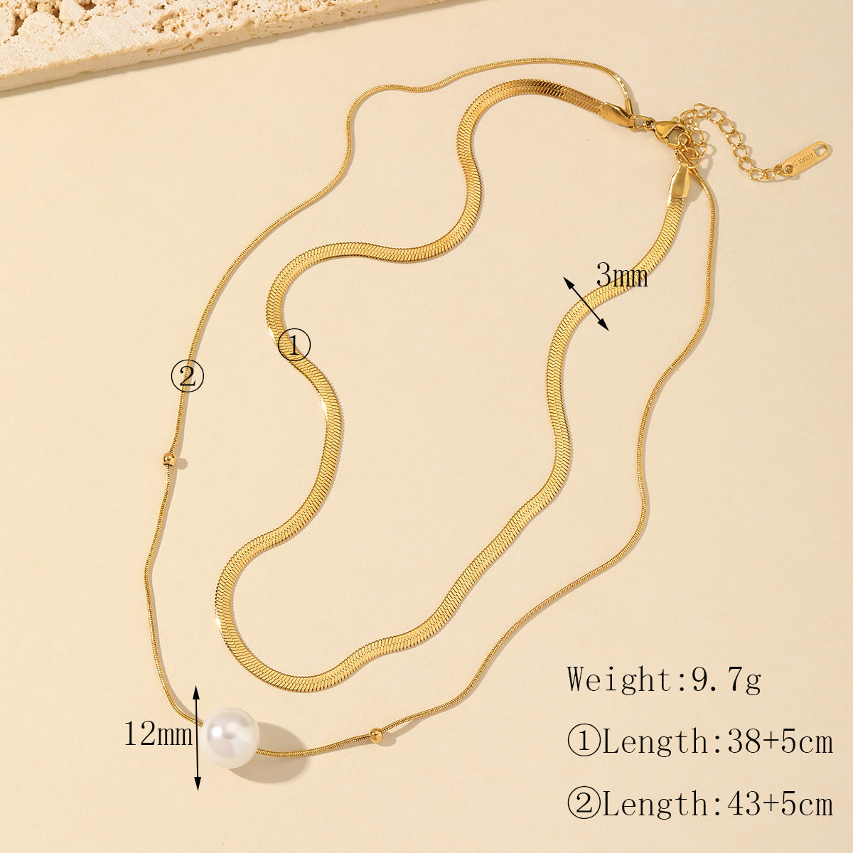 C369 Collar acero inoxidable chapado en oro 18k largo 20cm dije 1.5cm