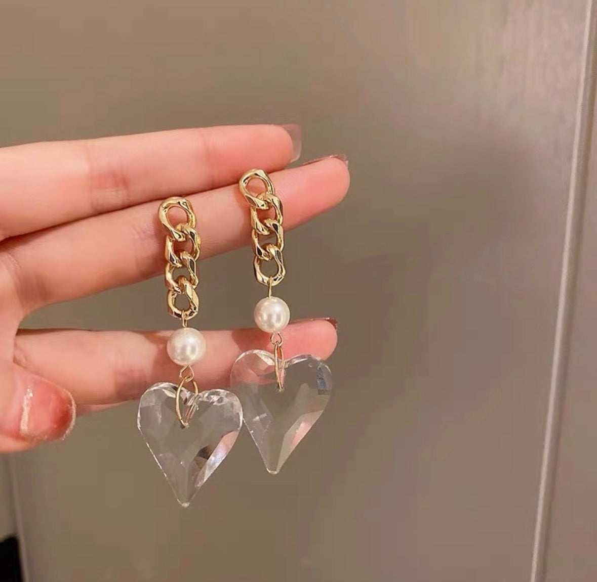 E5122 Aretes corazón transparente acrílico 4cm