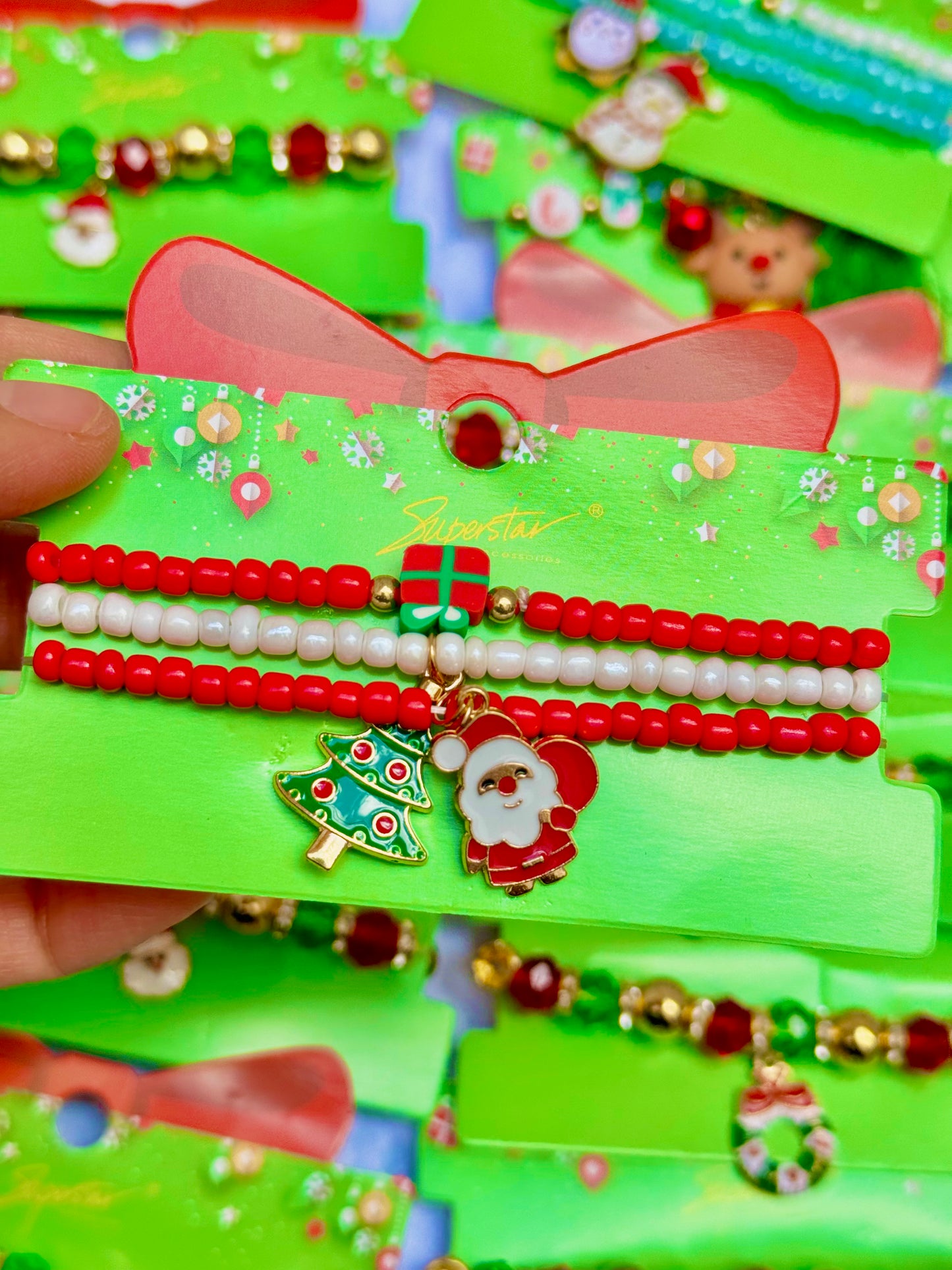 B137S Set pulseras Navidad santa claus chaquira