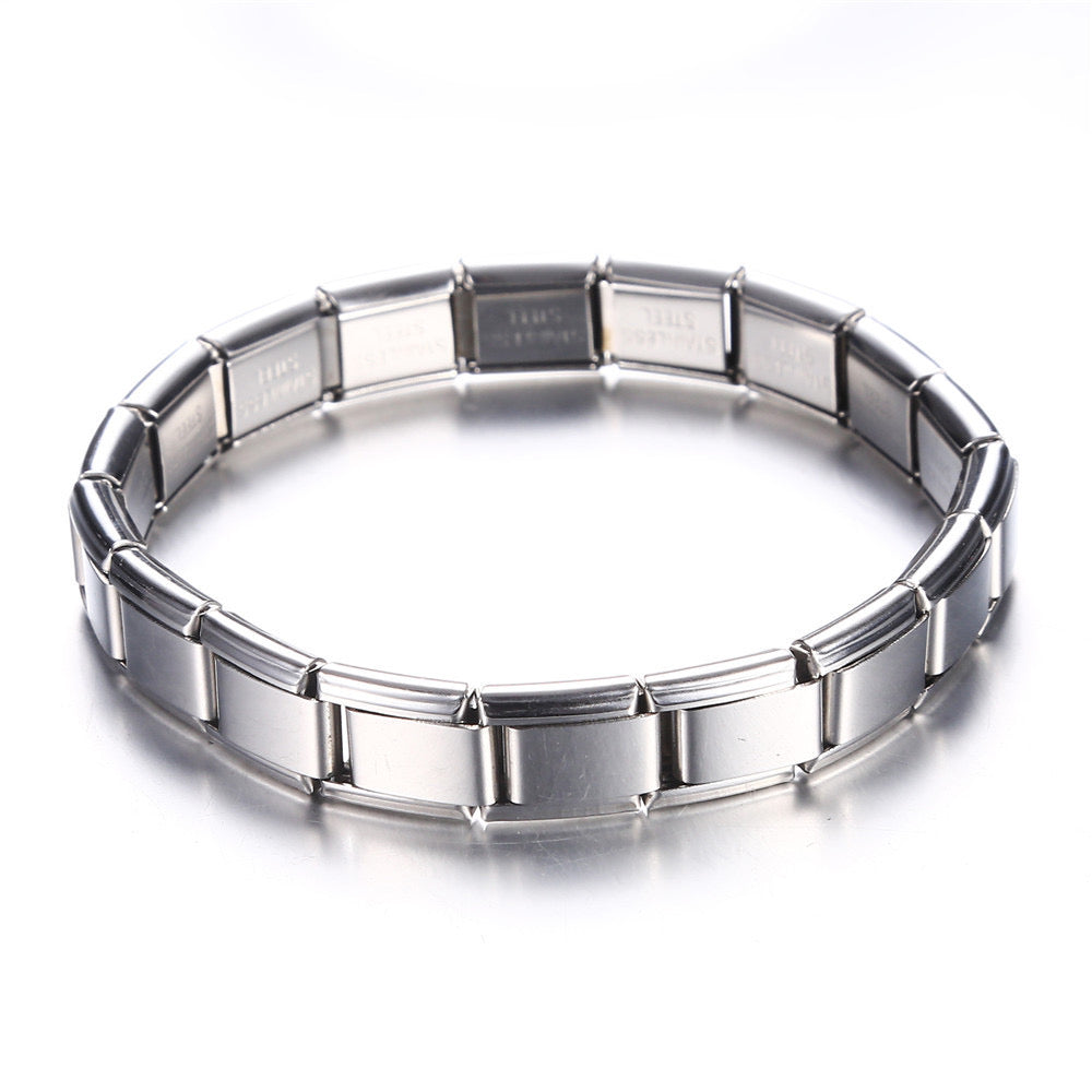 B173 Pulsera plata acero inoxidable chapado en oro 18K