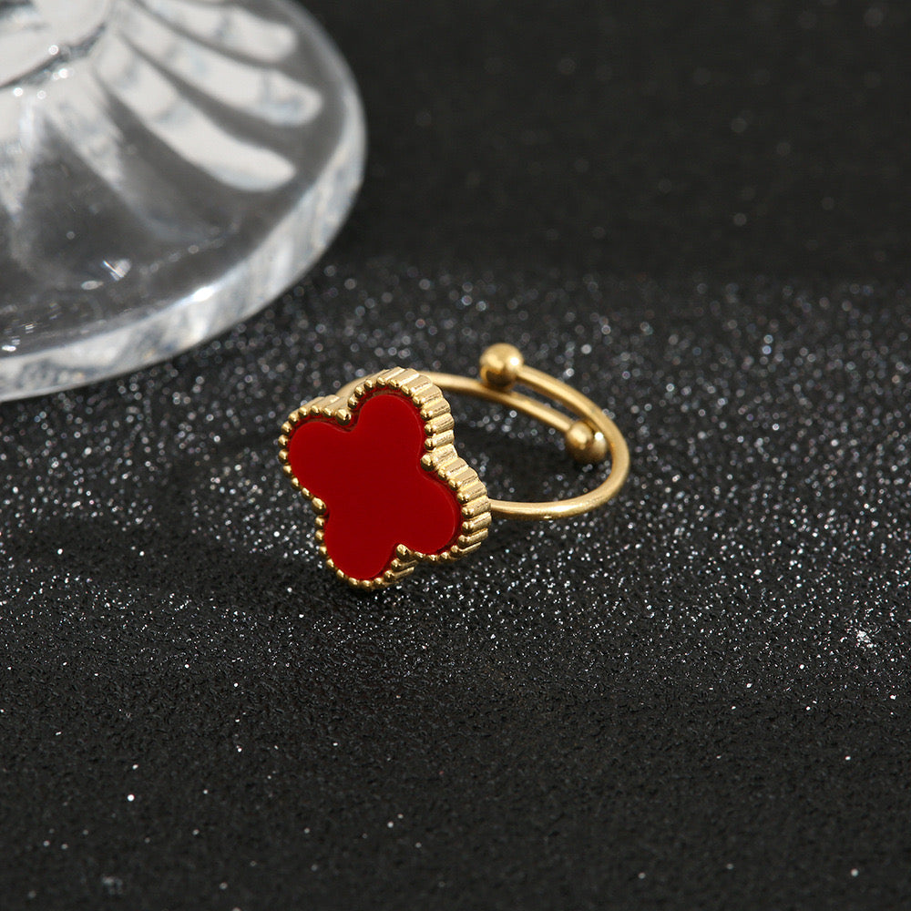 A92 Anillo trebol acero inoxidable 1cm ajustable