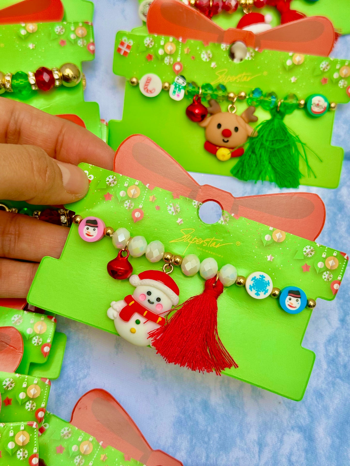 B138M Pulsera Navidad muñeco de nieve piedras artilugios