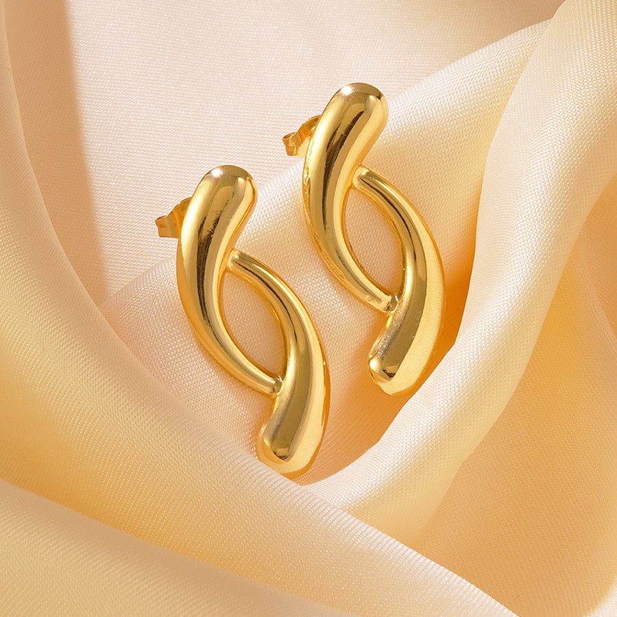 E4574 Aretes dorados acero inoxidable 4cm