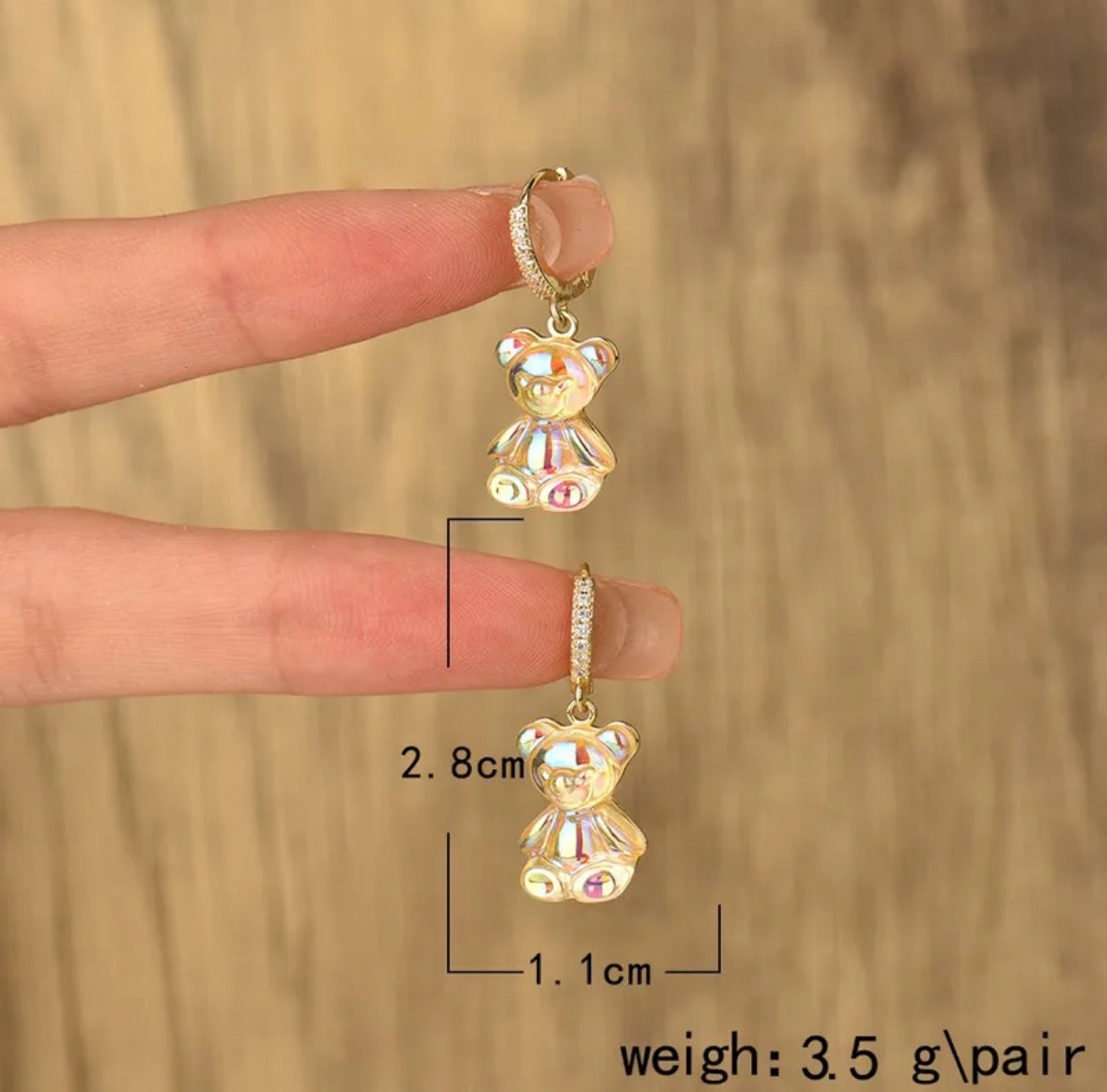 E3425 aretes oso transparente circonia 3cm