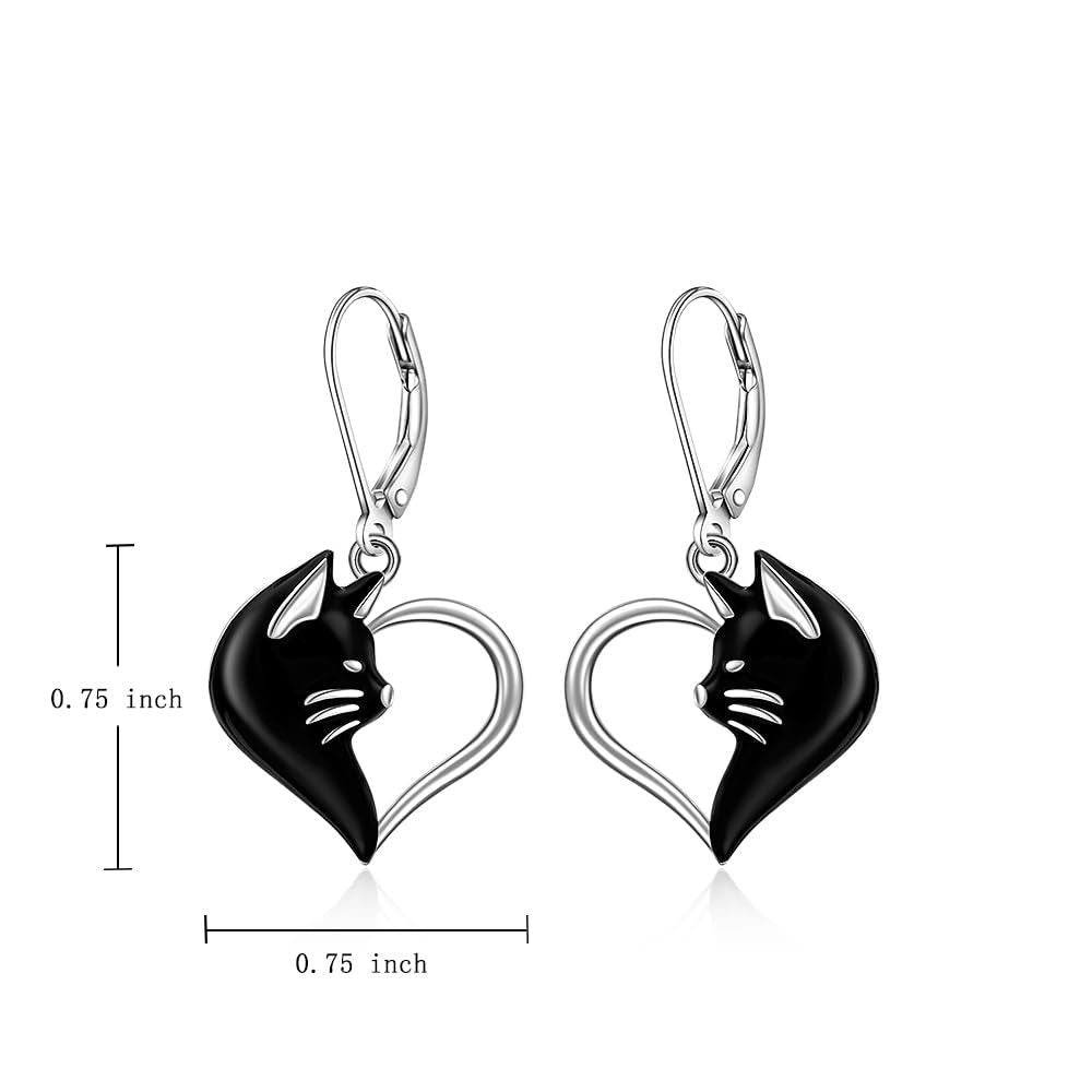 E2708 Aretes gato aleacion esmaltado 3.5cm