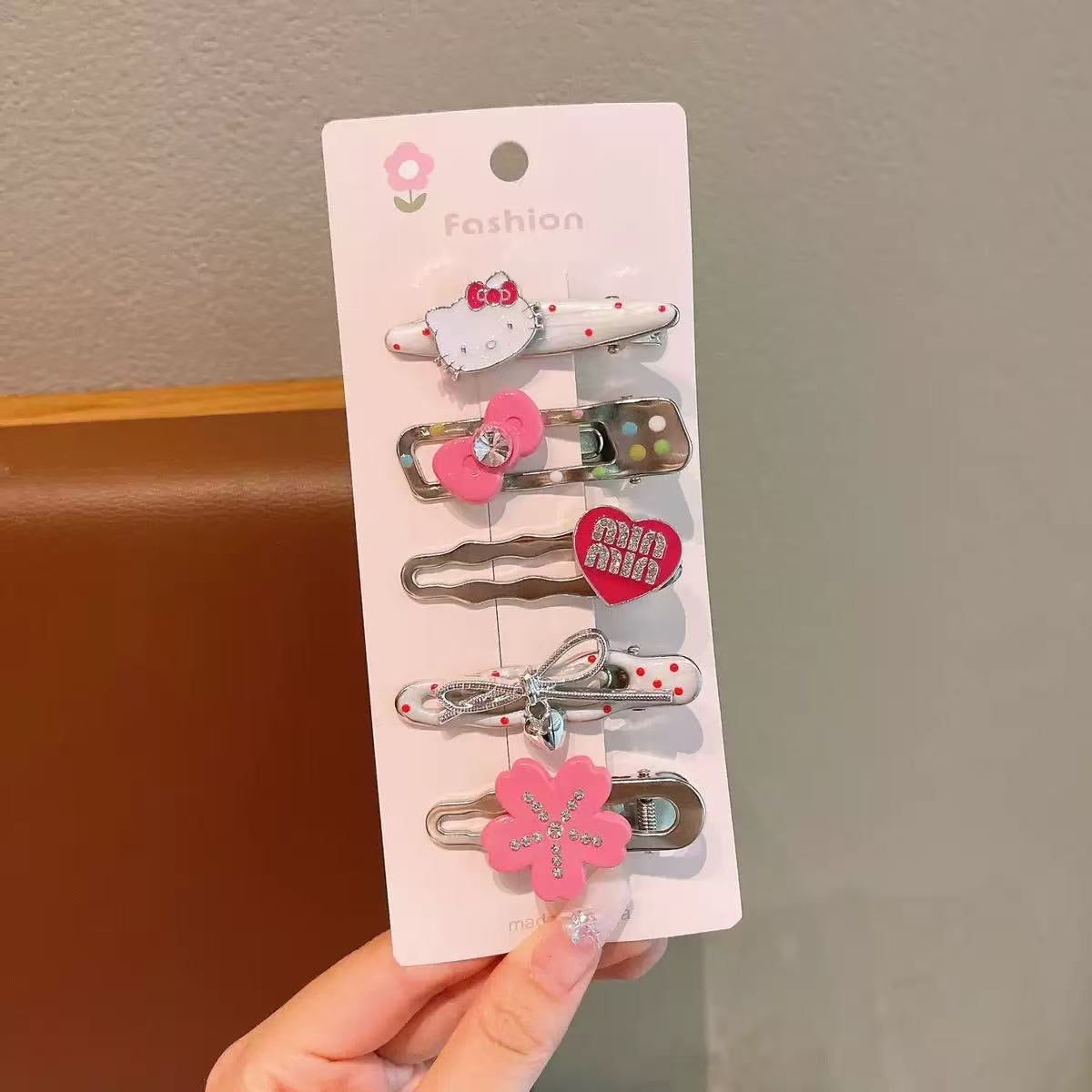 ASC32 5 piezas Conjunto broches Kitty cabello de niña 6cm por broche