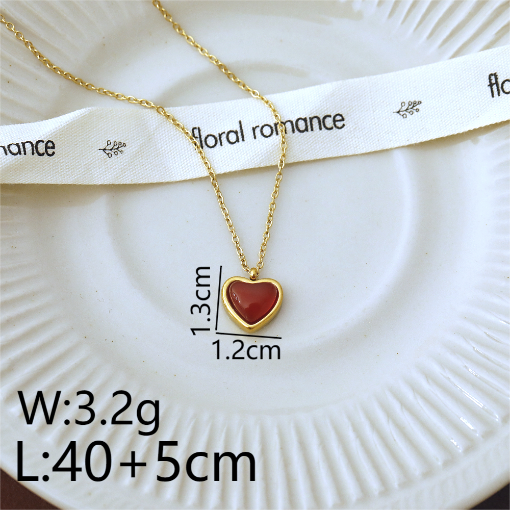 C339 Collar corazon acero inoxidable chapado en oro 18K largo 21cm dije 1cm
