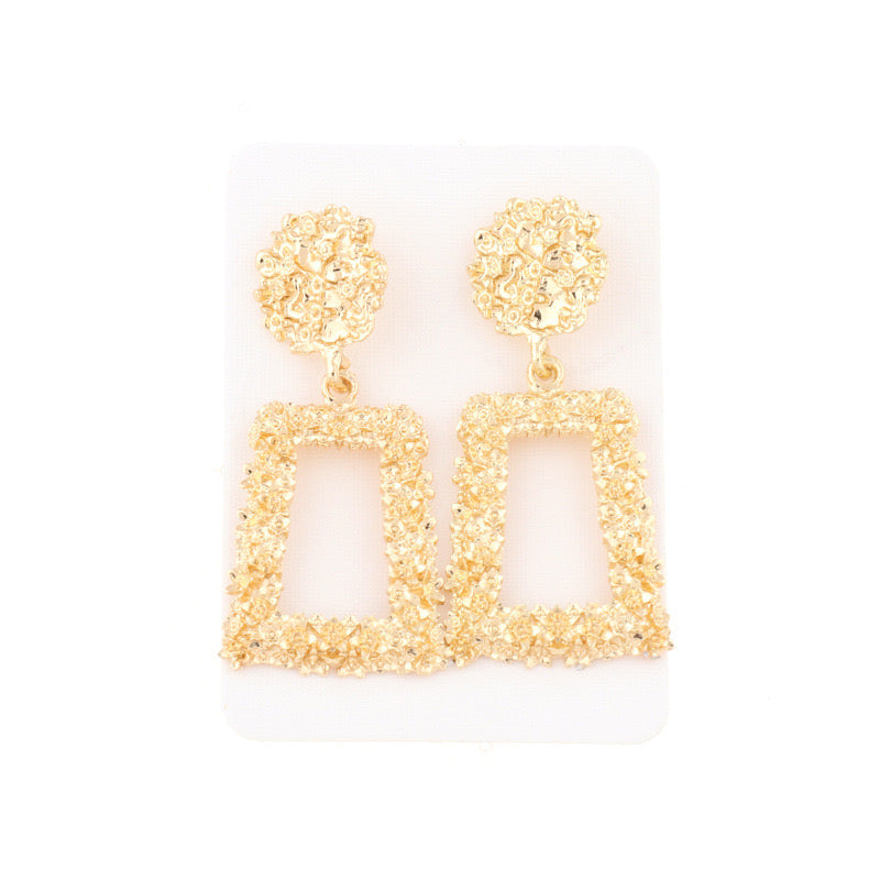 E4988 Aretes cuadro dorados aleacion 5cm